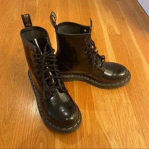 Dr. Martens Black Patent Leather Combat Boots